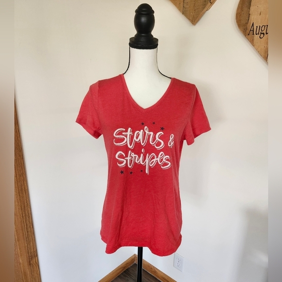 Sonima Stars & Stripes USA Red Women's T Shirt - Picture 1 of 4